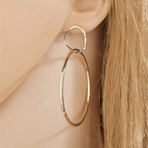 Round Charm Drop Earrings Geometric Golden